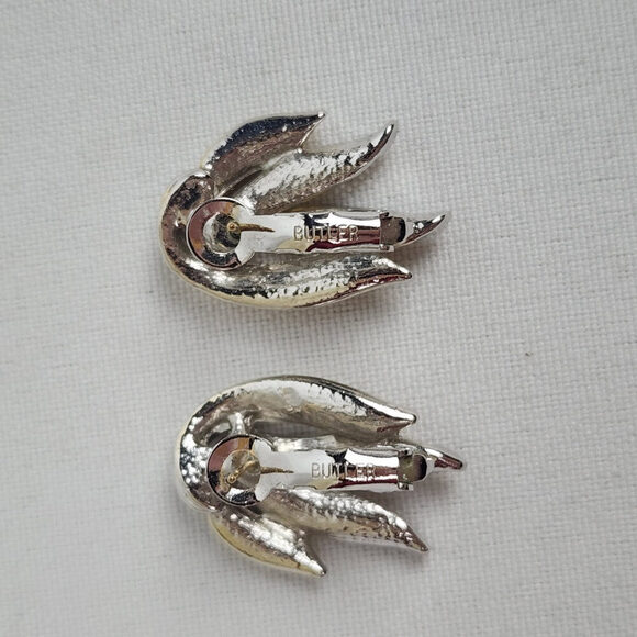 Vintage Butler Silver & Gold Stud Earrings - Picture 3 of 6